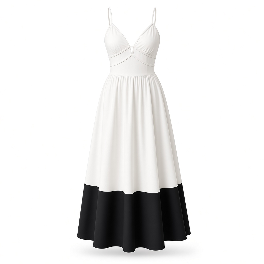 Color-Block Midi Dress — Black