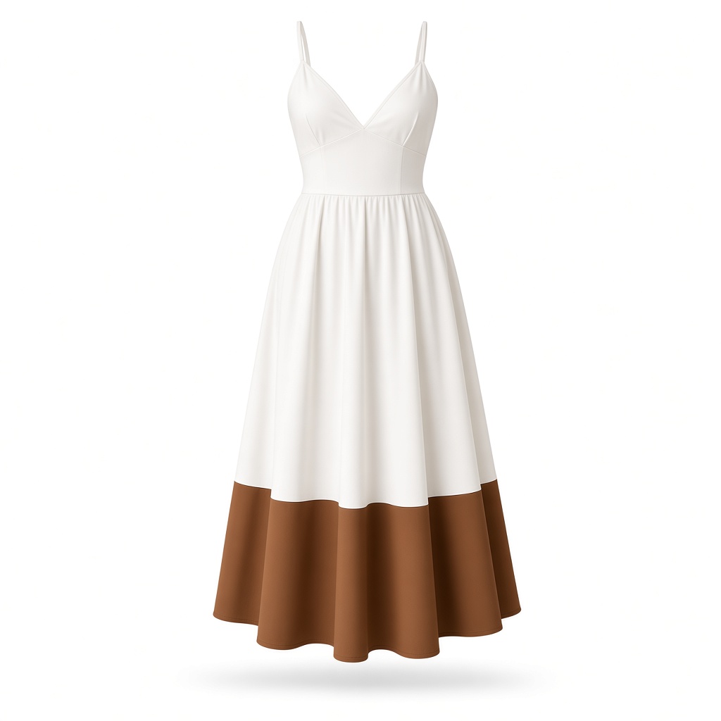Color-Block Midi Dress — Brown