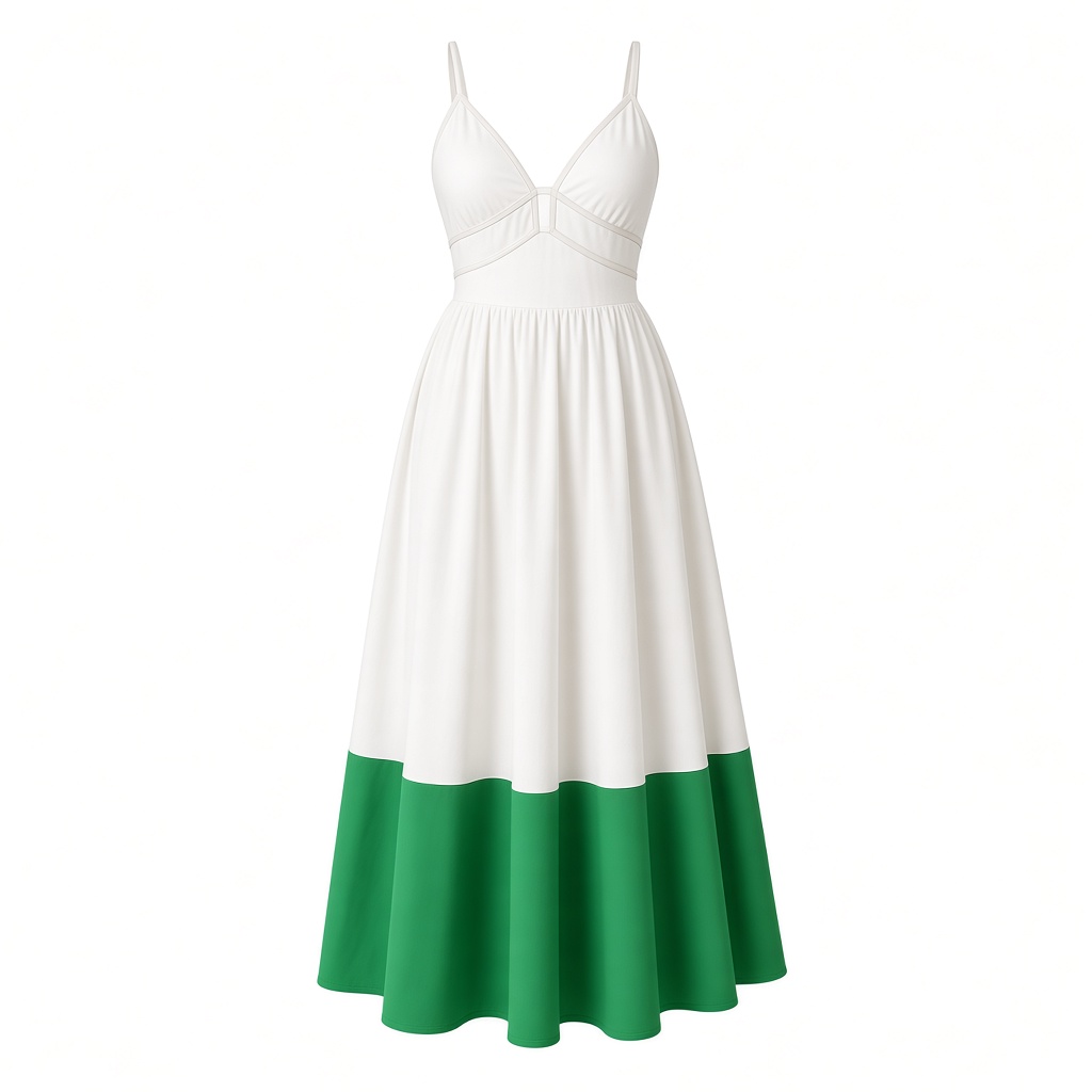 Color-Block Midi Dress — Green