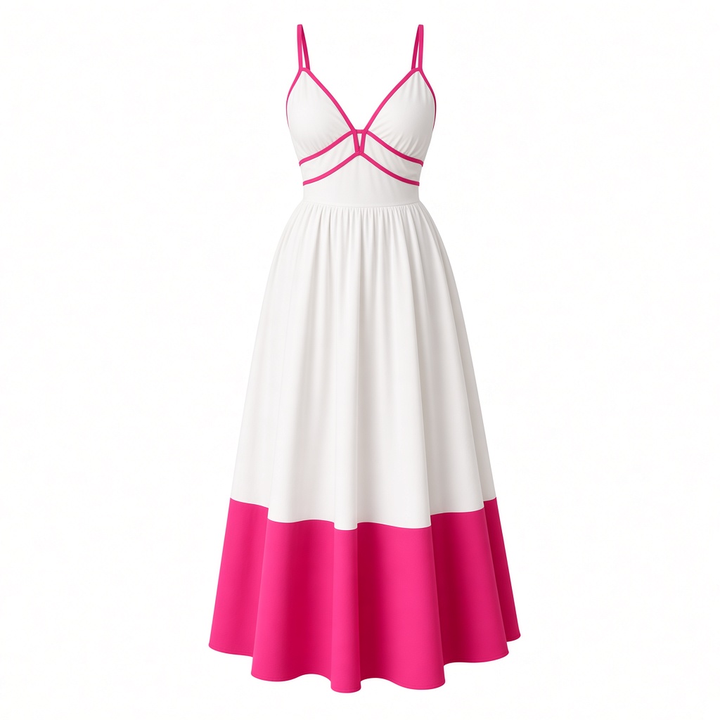 Color-Block Midi Dress — Pink