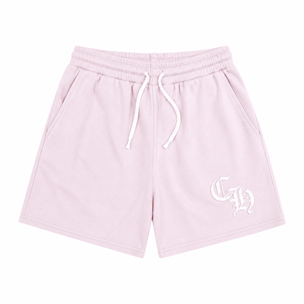 Embroidered Fleece Shorts — Pink