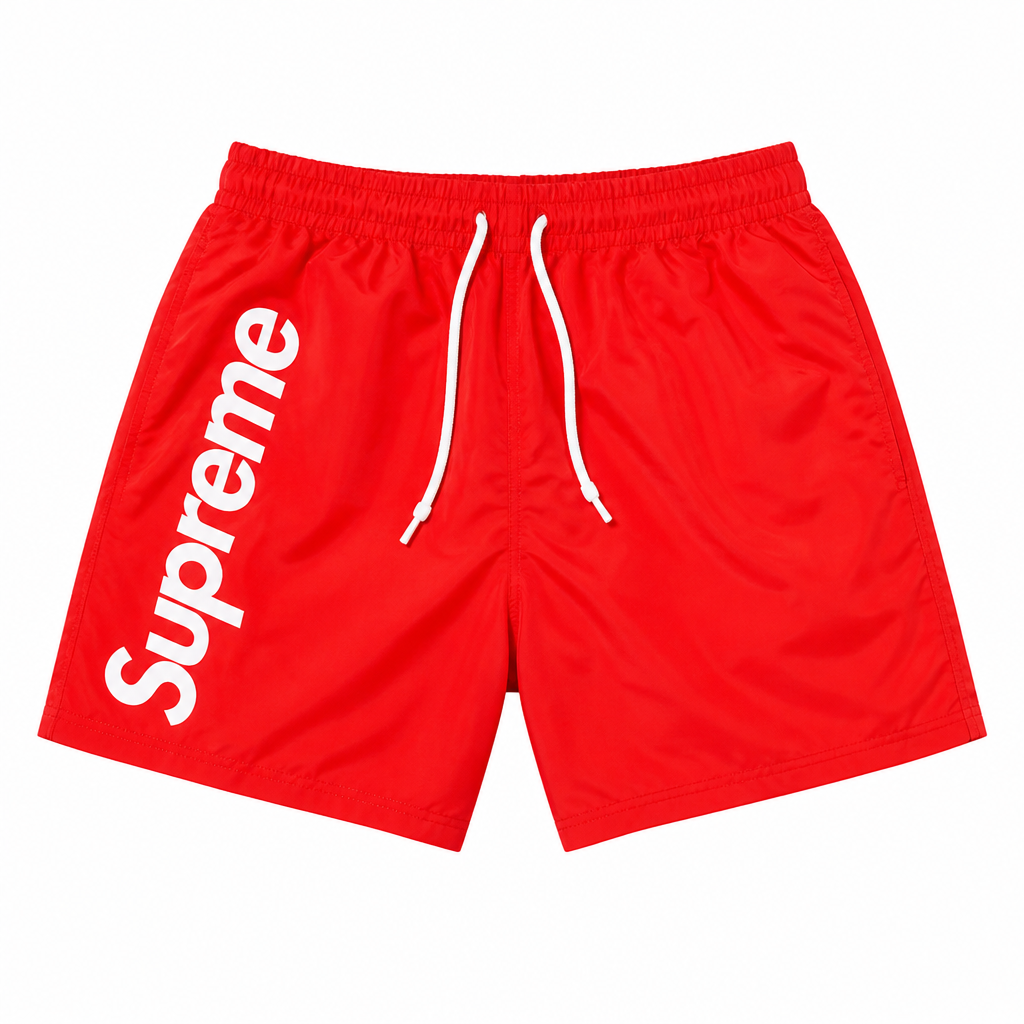 Nylon Logo Shorts — Red